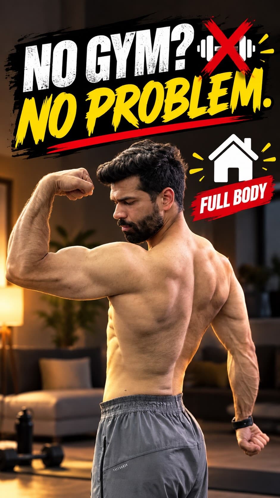 No gym? No Problem. Save this full-body home workout routine and hit it 3 times every other day to build strength, burn