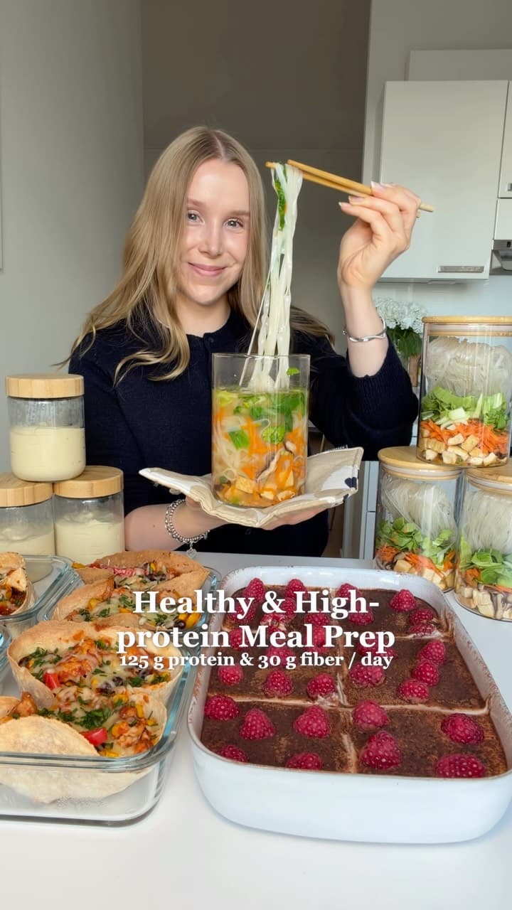 Healthy & High-protein Meal Prep😍 The full recipes are in my latest youtube video☺️ If you’re tired of planning your me