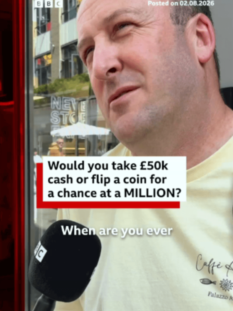 You risking it? 👀 #CoinFlip #WouldYouRather #Chance #Millionaire #PersonalFinance #BBCNews