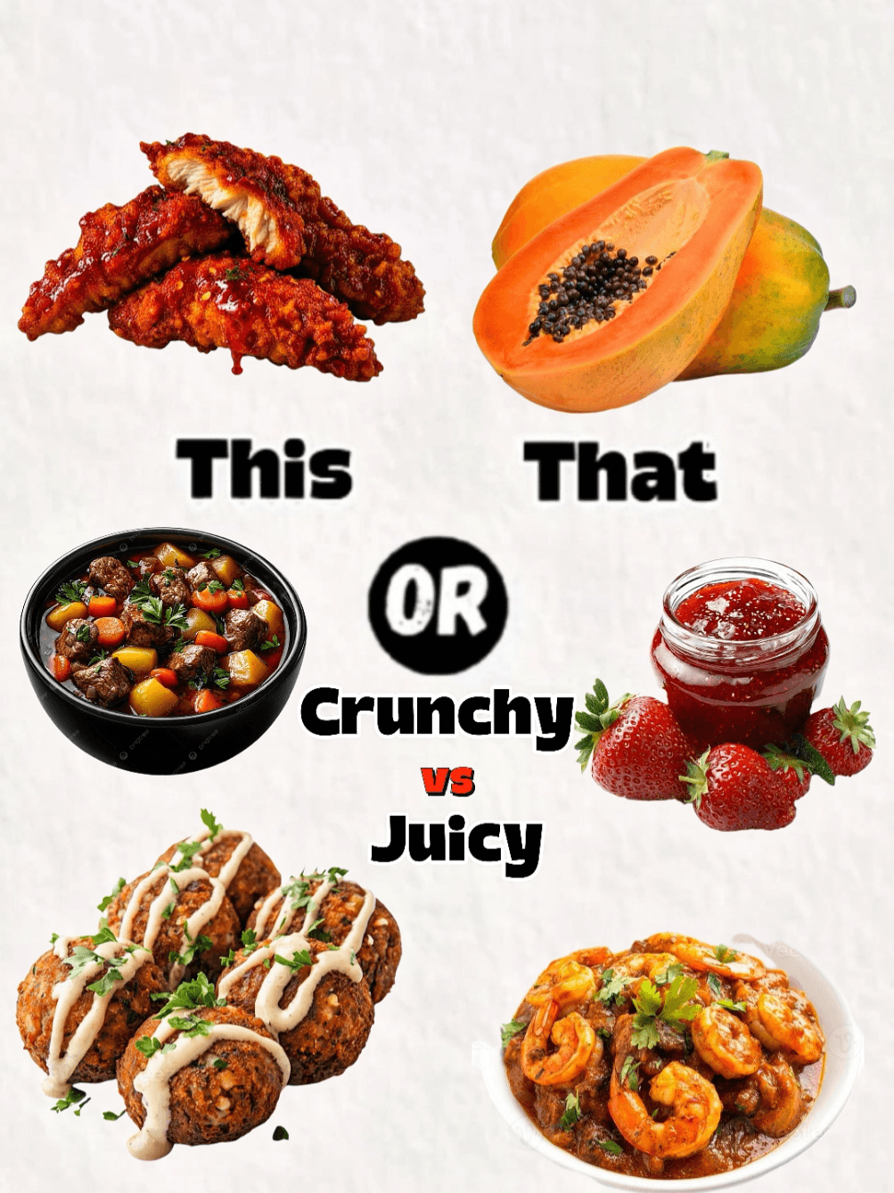 This or That " Crunchy vs Juicy " . #thisorthat #FoodTok #crunchy #juicy #thisirthat