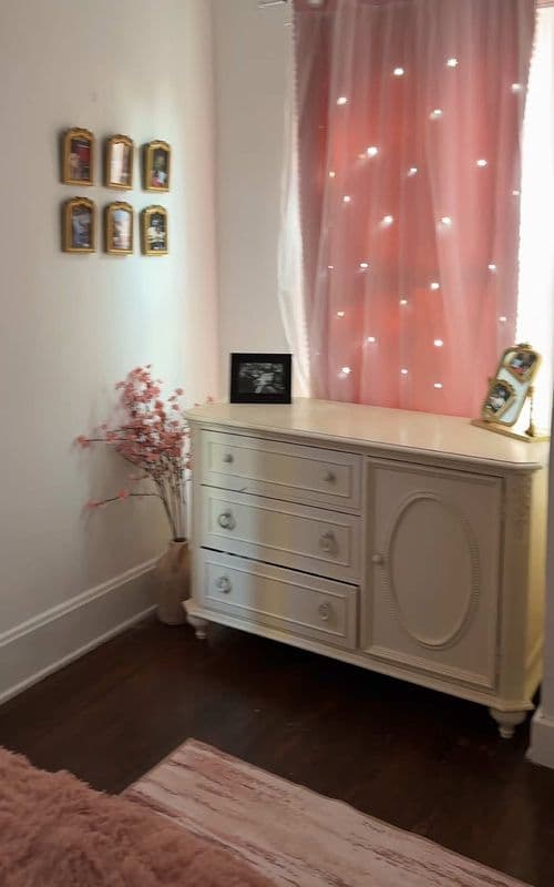 White, pink, and gold was the assignment loll #bedroommakeover #transformation #interiordesign #hgtv