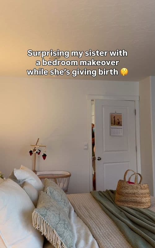 I told her I was just getting her new sheets 🤭 #surprisemakeover #DIY #homeimprovement