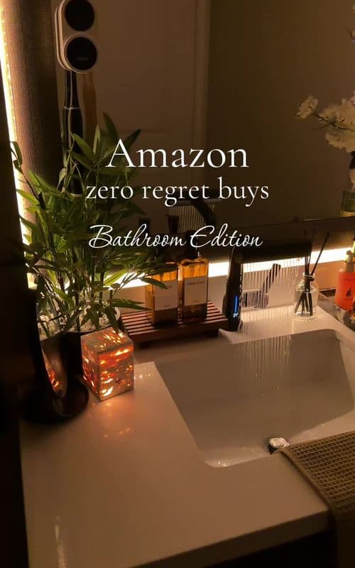 Amazon bathroom decor, no regret buys! All items linked in bio on my Amazon storefront 💕 #bathroomdecor #bathroomdesig