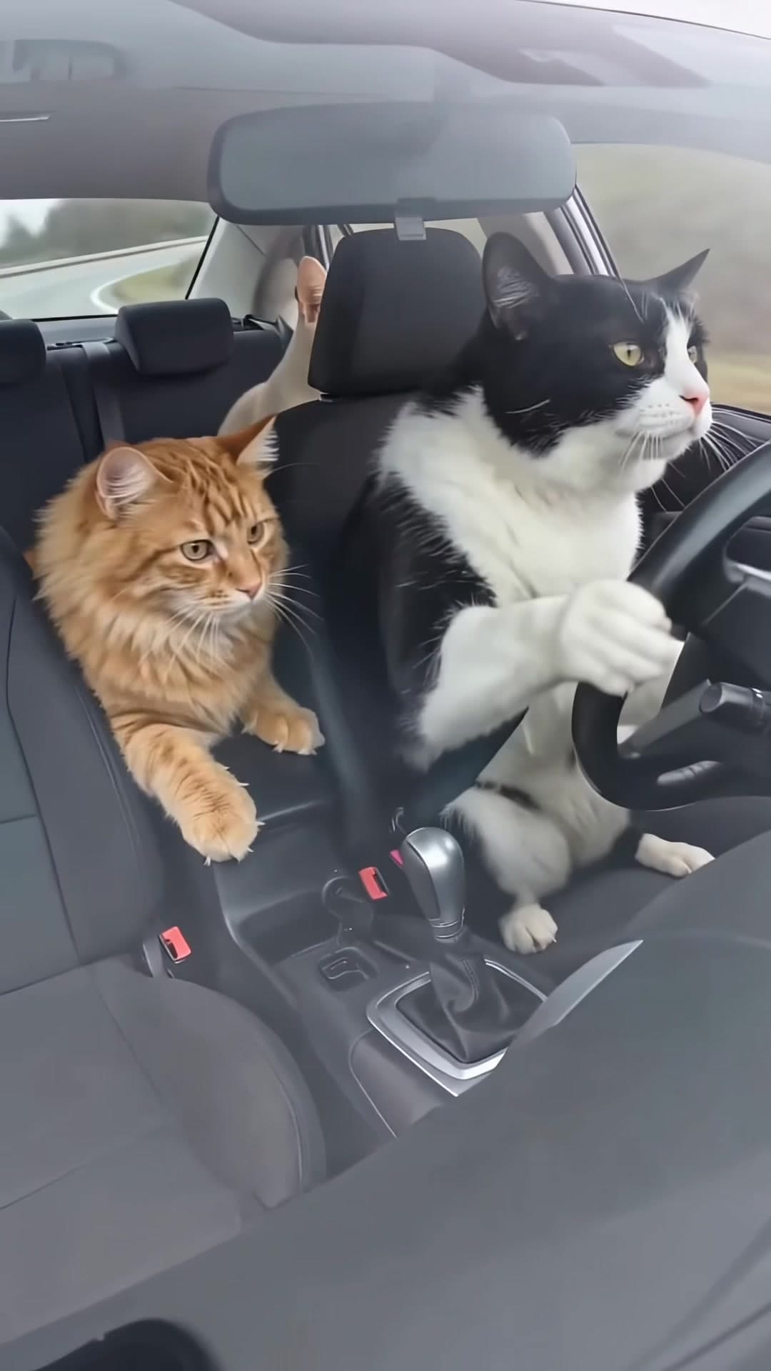 Tuxedo cat pulling a full tire-screeching drift with manual gear shifts! ๐๏ธ๐จ #fyp #cattok #viral #carmemes #tuxedocat