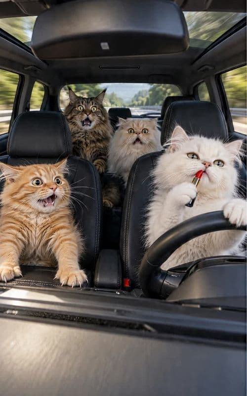 We all know someone who drives like this… 👀🚗 Created with @ImagineArt #catdriver #cutecat #funnycat #catslıfe #drive