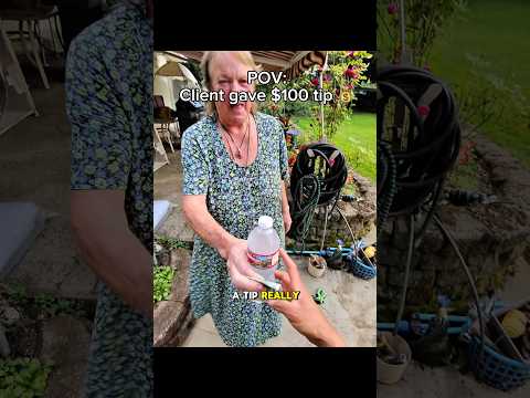 Client gave a cold one + $100 tip 💰😳 #lawncare #business #entrepreneur #pov #lawnmowing