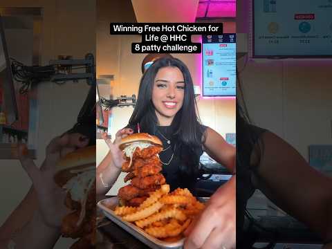 @hhchotchicken free hot chicken for life after this 8 patty challenge #food #shorts #eating
